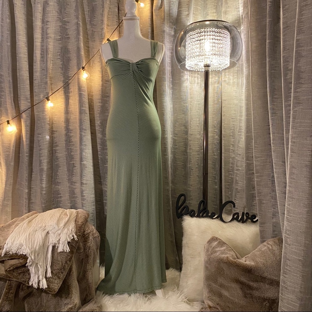 Green and white long maxi dress by Max Studio
